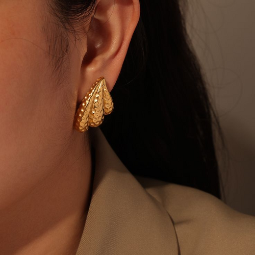 Hammered Leaf Drop Earrings